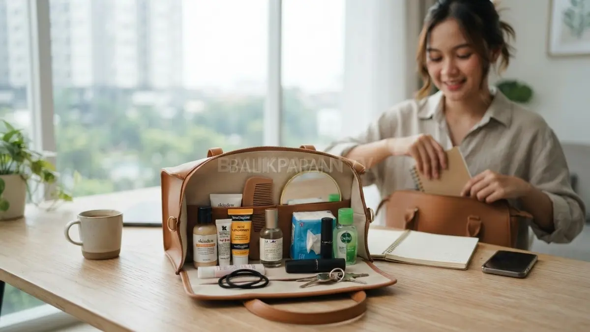 Tas pribadi dapat menggambarkan kebiasaan beauty seseorang melalui produk perawatan dan kebutuhan yang selalu dibawa. (BTV/Ai)
