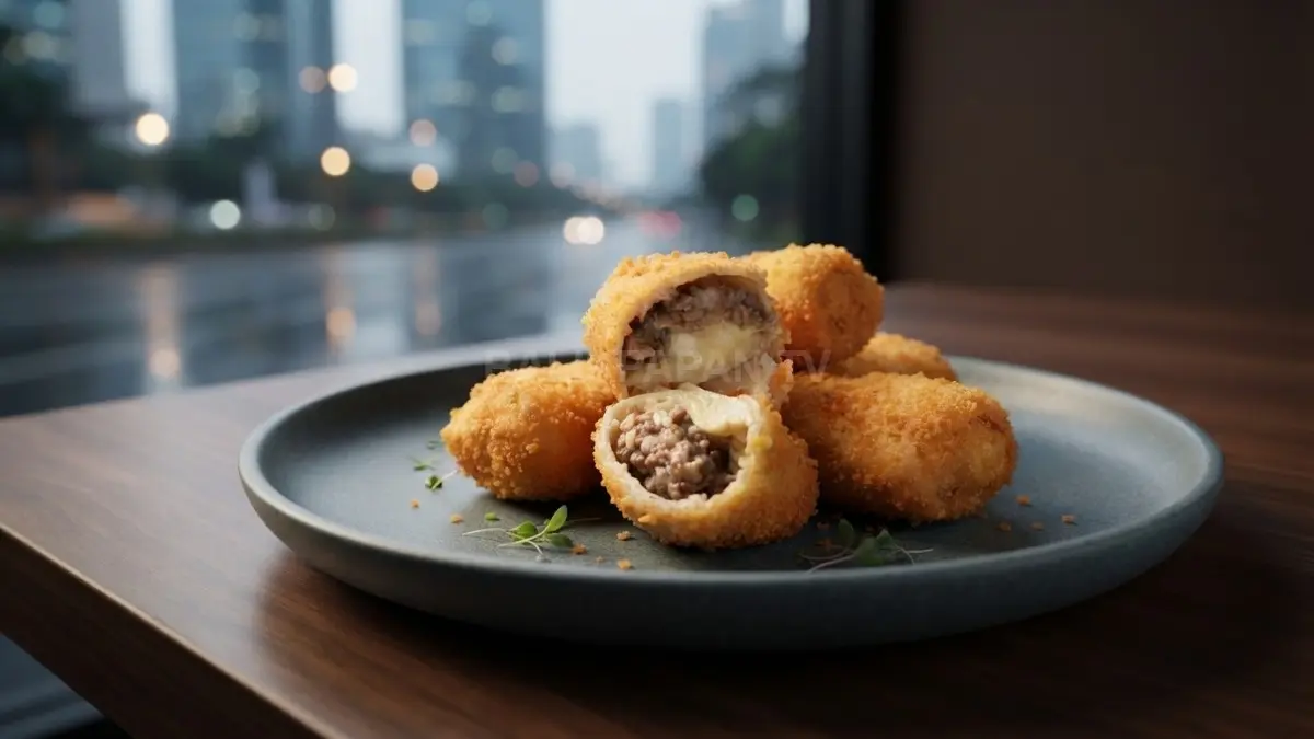 Risol isi creamy beef bertekstur renyah dengan lelehan isian gurih menggugah selera setiap gigitan (BTV/AI)