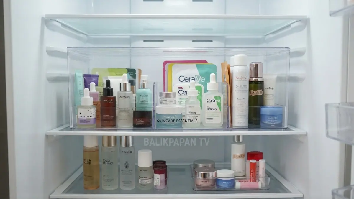 Area kulkas skincare perlu dijaga bersih, tertutup, dan memiliki suhu stabil agar produk tetap optimal. (BTV/Ai)