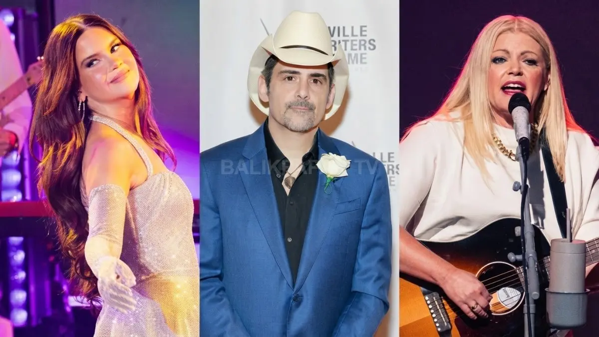Brad Paisley dan Taylor Swift tampil bersama di atas panggung dalam sebuah acara musik country pada awal perjalanan karier Taylor. (BTV/AI)