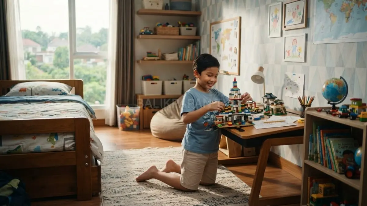 Desain kamar anak laki-laki modern menghadirkan ruang nyaman untuk belajar bermain kreatif setiap hari maksimal [BTV:AI]