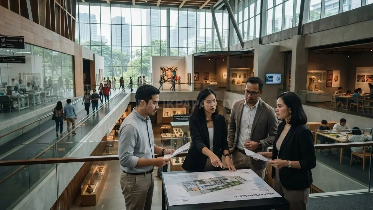 Desain museum modern mengutamakan edukasi, konservasi, aksesibilitas, keberlanjutan, dan kenyamanan pengunjung melalui perencanaan terpadu berkualitas (BTV/AI)
