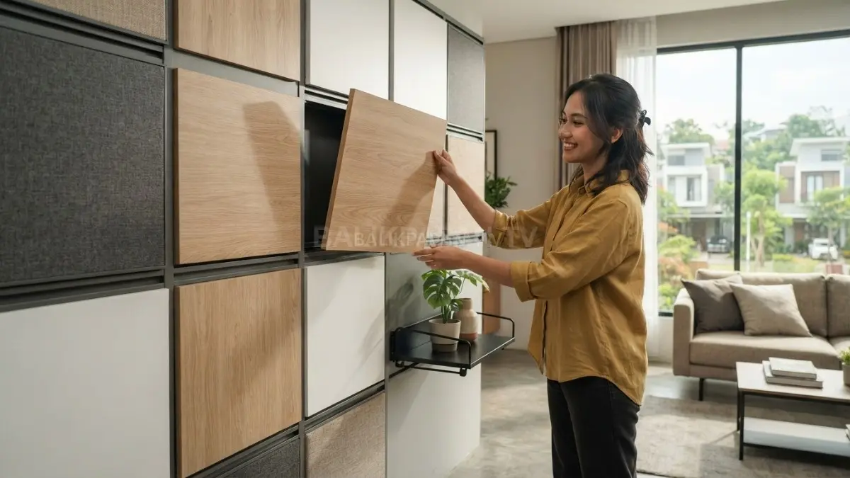 Dinding modular memungkinkan dekorasi bergerak agar ruang dapat berubah sesuai kebutuhan penghuni. (BTV/Ai)