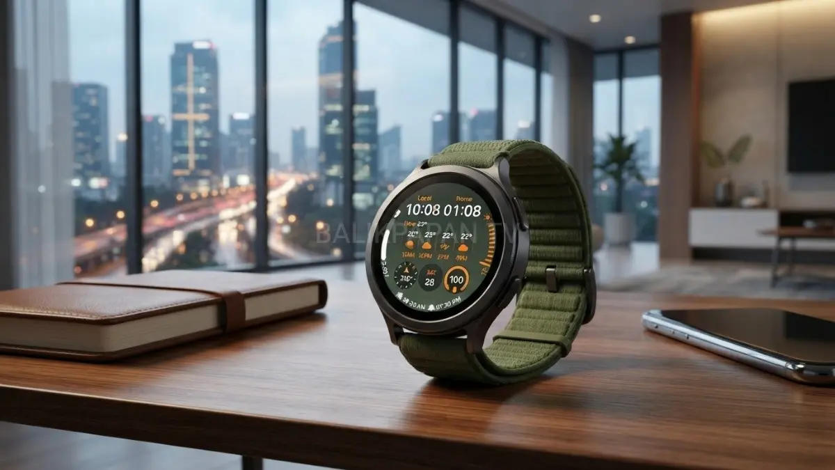 Galaxy Watch 9 dengan desain premium dan fitur kesehatan terbaru yang menjadi sorotan utama.Galaxy Watch 9 dengan desain premium dan fitur kesehatan terbaru yang menjadi sorotan utama.(BTV/AI) 