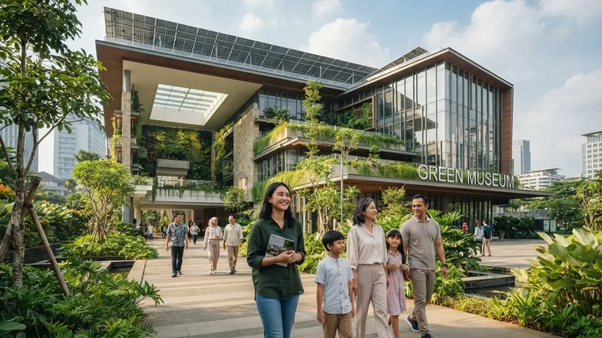 Museum modern berkonsep bangunan hijau memadukan edukasi, budaya, efisiensi energi, dan kenyamanan pengunjung berkelanjutan optimal (BTV/AI)
