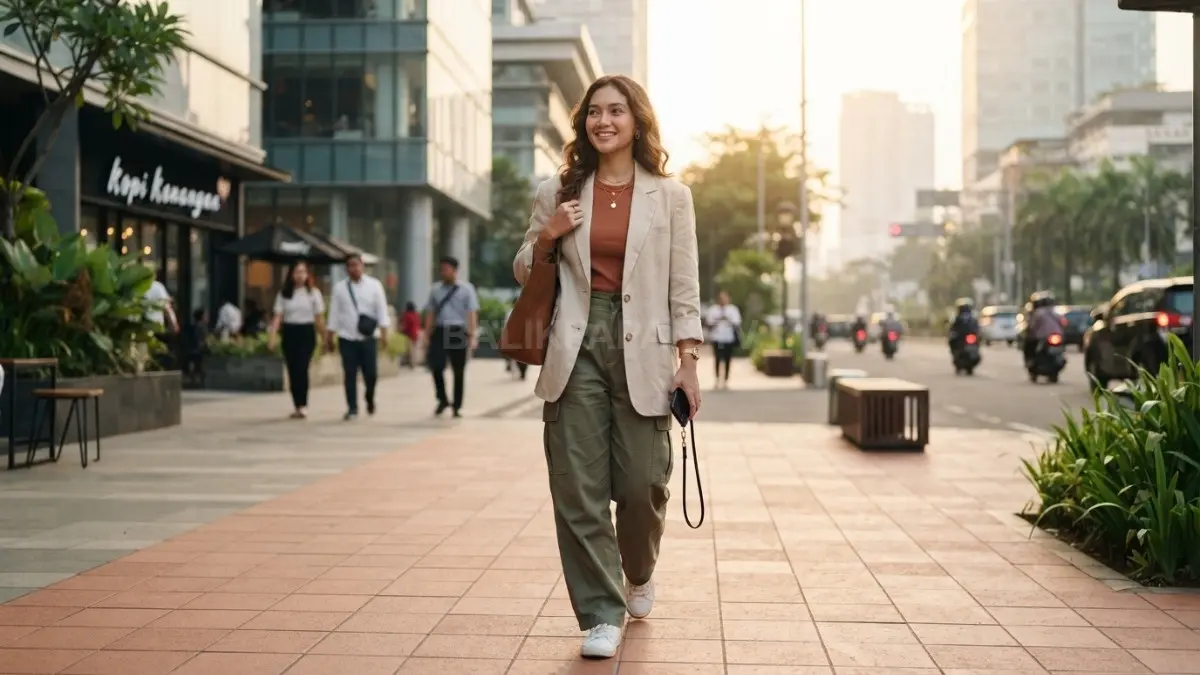 Outfit earth tone menghadirkan tampilan modis, elegan, nyaman, serta mudah dipadukan untuk berbagai kesempatan sehari-hari. (BTV/AI)
