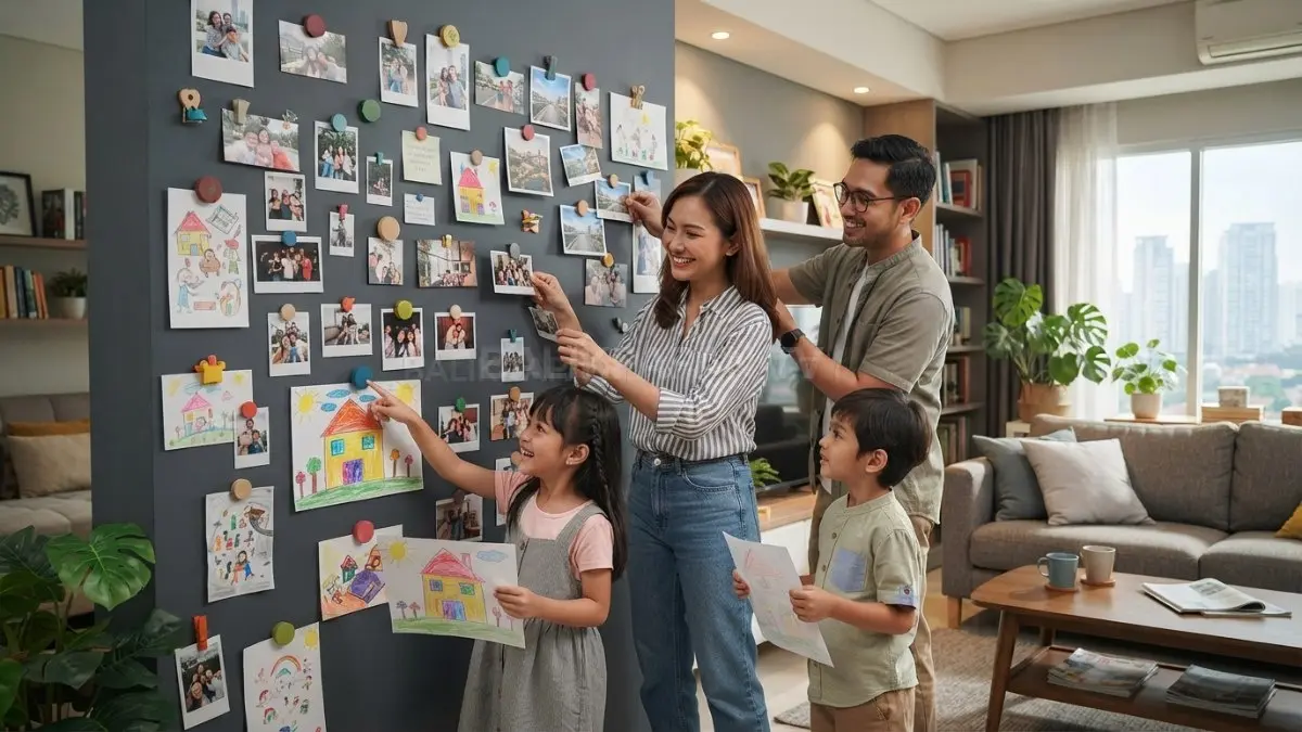 Papan magnet membuat dinding lebih interaktif untuk menampilkan foto, catatan, dan karya kreatif. (BTV/Ai)