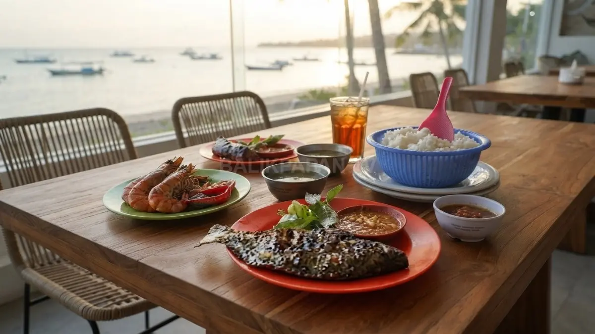 RM Haur Gading Balikpapan menghadirkan kuliner Banjar melalui ikan bakar patin, ayam bakar, dan sop segar. (BTV/AI)