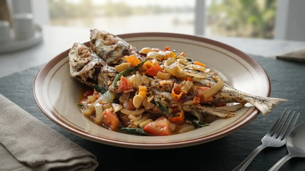 Sajian olahan ikan peda khas Kalimantan yang siap dikonsumsi dengan tekstur daging lembut. (BTV/Ai)