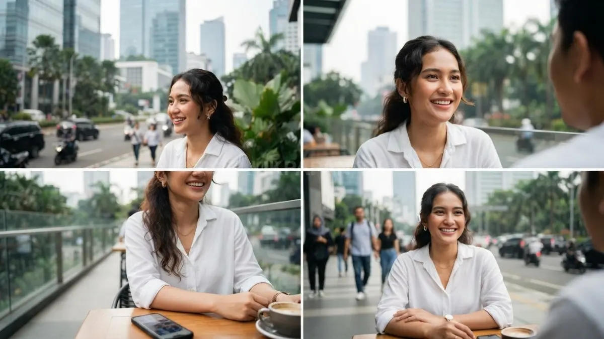 Seorang perempuan mengenakan anting berkilau yang memantulkan cahaya alami sehingga wajah tampak lebih segar. (BTV/AI)
