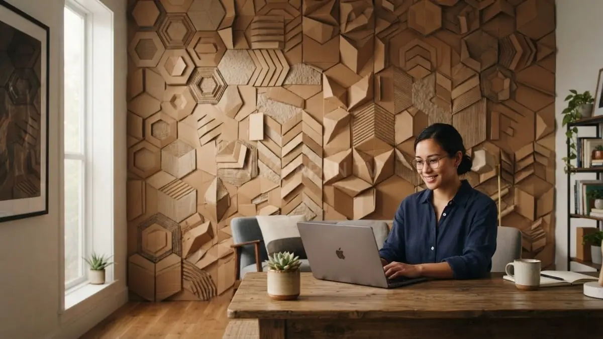 Wall panel kardus bekas mempercantik dinding dengan sentuhan kreatif ramah lingkungan berbiaya hemat modern menarik [BTV:AI]
