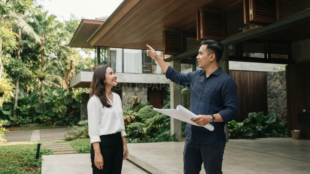 Arsitek menjelaskan desain overhang atap pada rumah tropis dengan ventilasi alami untuk meningkatkan kenyamanan hunian. (BV/AI)