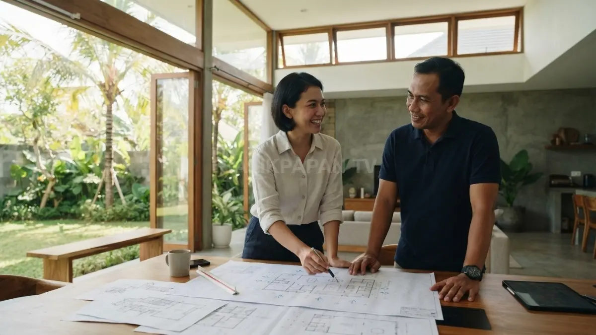 Arsitek menjelaskan rancangan ventilasi silang dan pencahayaan alami sebagai alternatif penggunaan void. (BTV/AI)