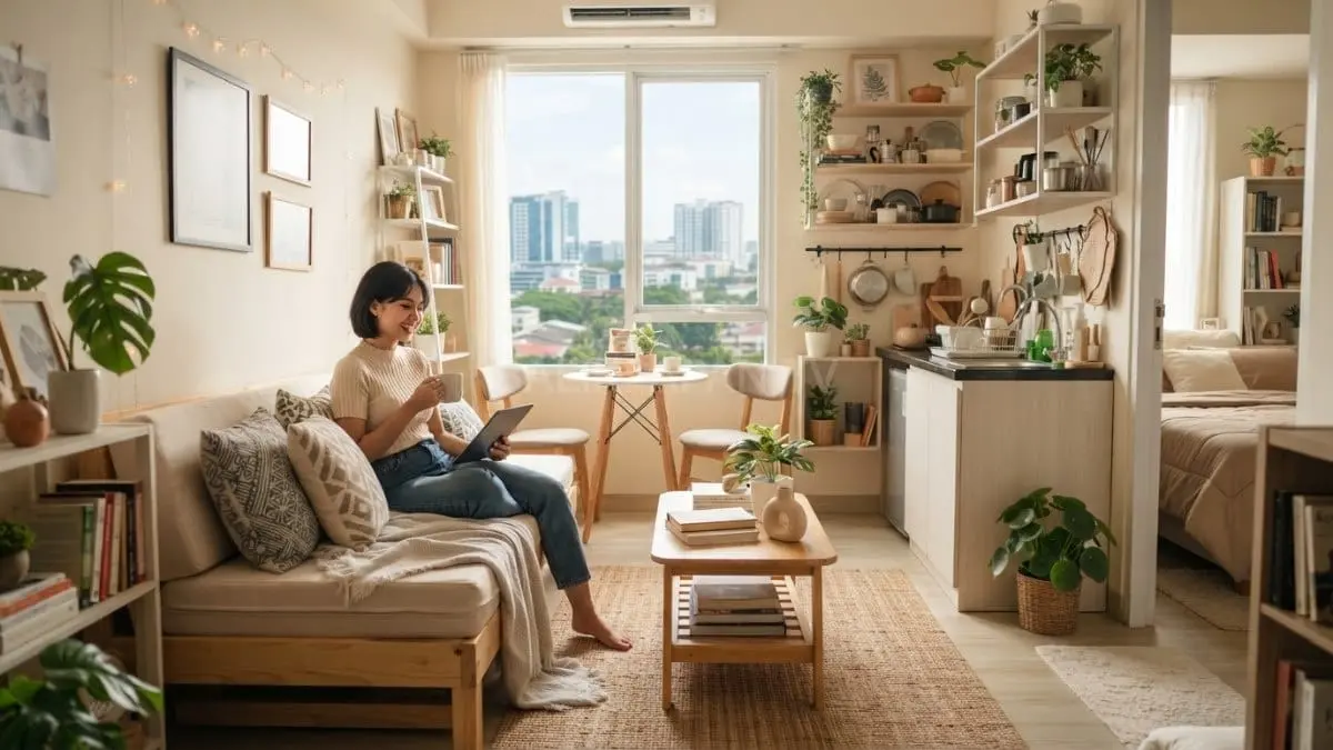 Dekorasi apartemen kecil bergaya minimalis menghadirkan ruang nyaman, fungsional, hemat biaya dan tetap estetik maksimal [BTV:AI]