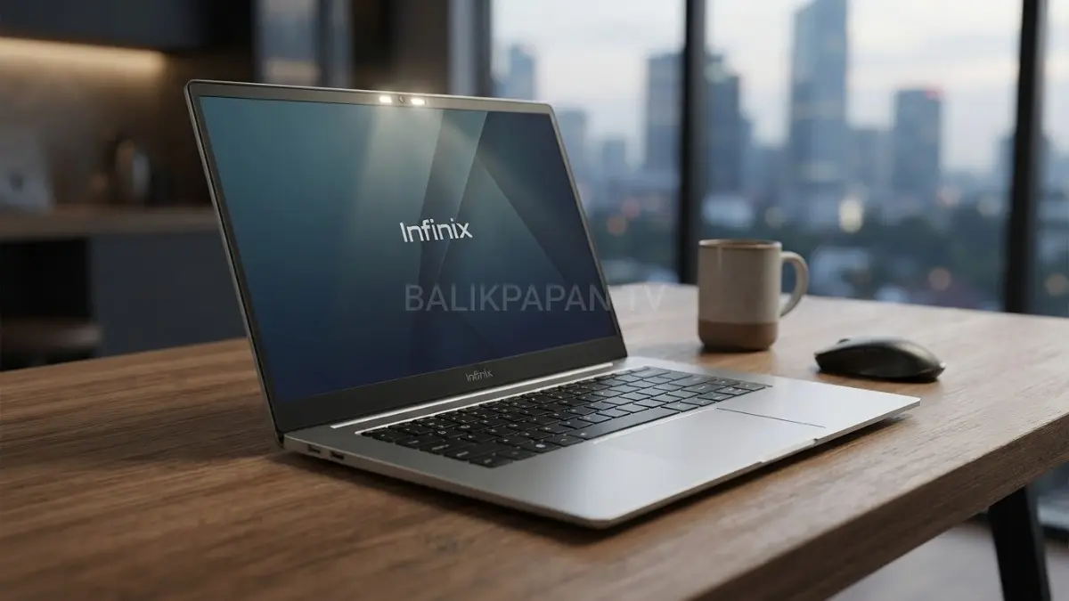 Dual Front Flashlight Infinix XBook 15 membantu pencahayaan saat meeting online.(BTV/AI) 