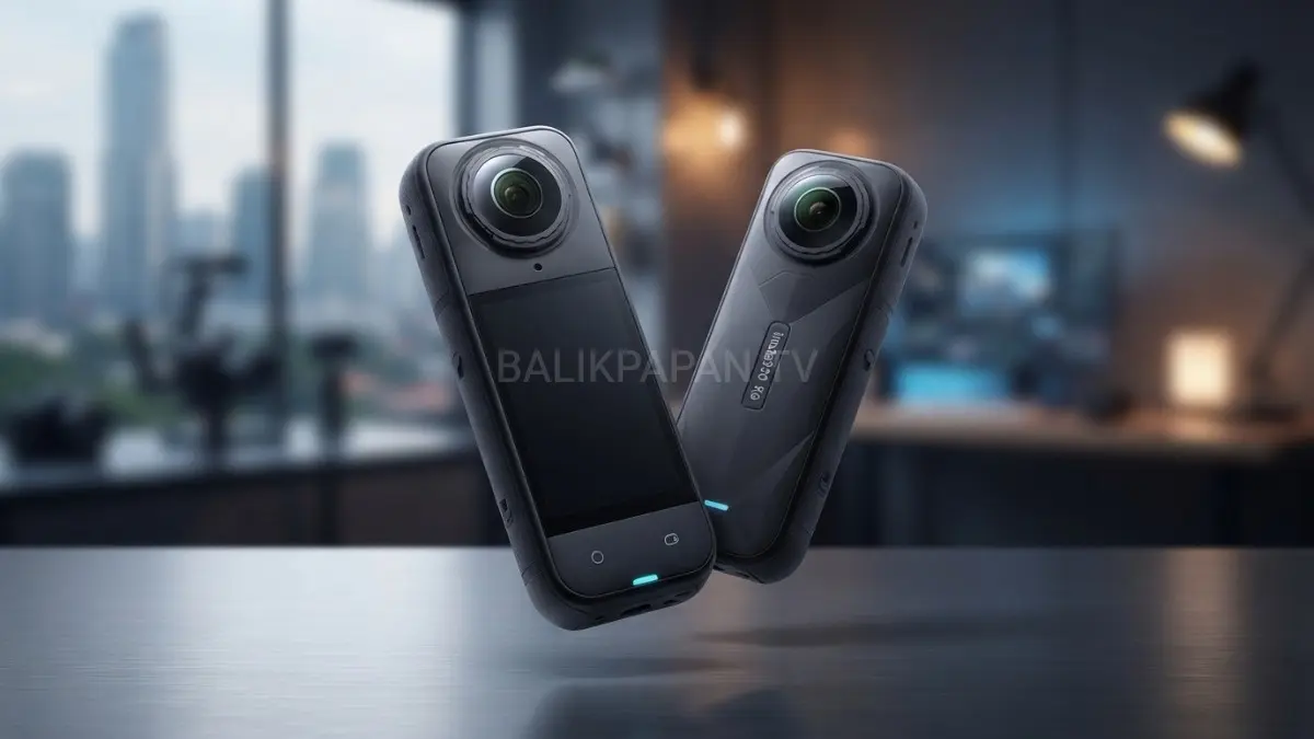 Kamera Insta360 X6 8K 360 Camera dengan desain ringkas dan fitur perekaman terbaru untuk kreator konten. (BTV/AI) 