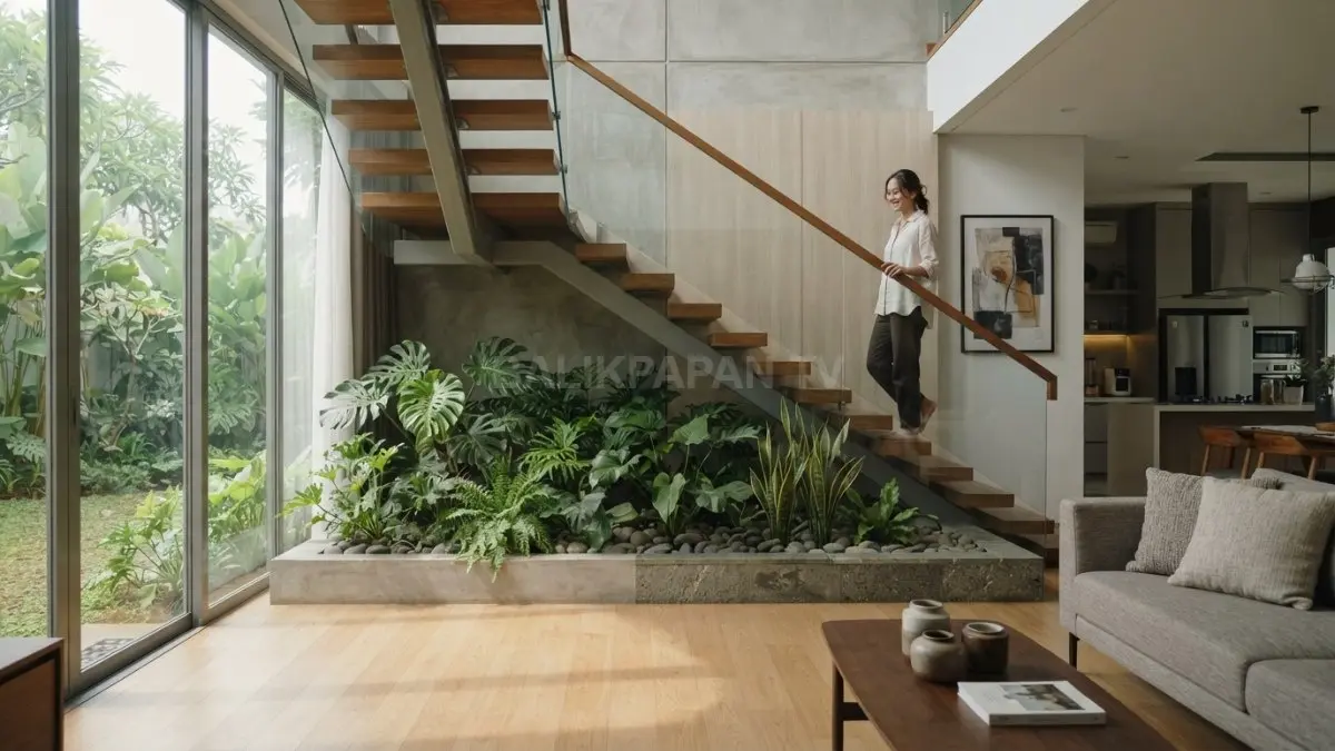 Tanaman menjadi elemen arsitektur modern yang menghadirkan keindahan, kenyamanan, dan keseimbangan ruang hunian. (BTV/Ai)