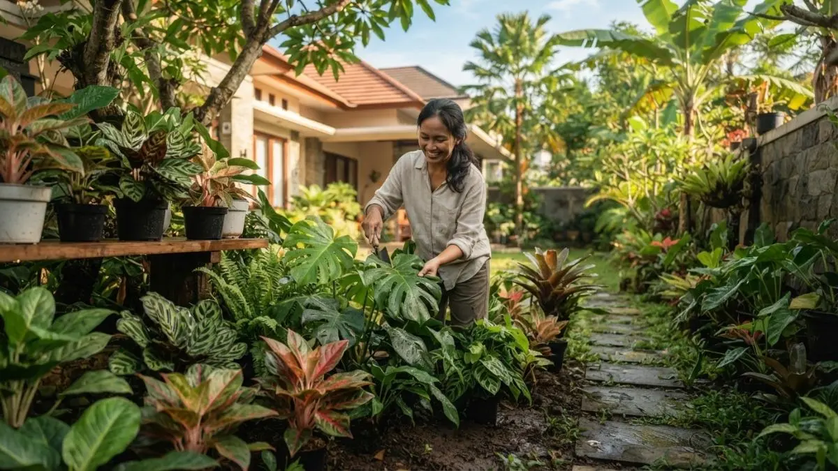 Aneka tanaman hias mempercantik taman rumah sekaligus menghadirkan suasana hijau yang sejuk setiap hari [BTV:AI]