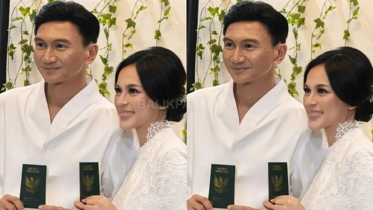 Anji dan Dena Desy tampil bersama dalam momen usai akad nikah yang digelar secara sederhana. (BTV/AI)