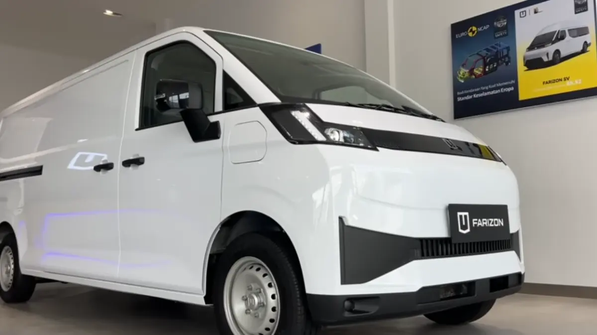 Desain futuristis Farizon V8e dipadukan ruang kargo fungsional, mendukung mobilitas logistik modern dengan praktis optimal. [BTV:AI]