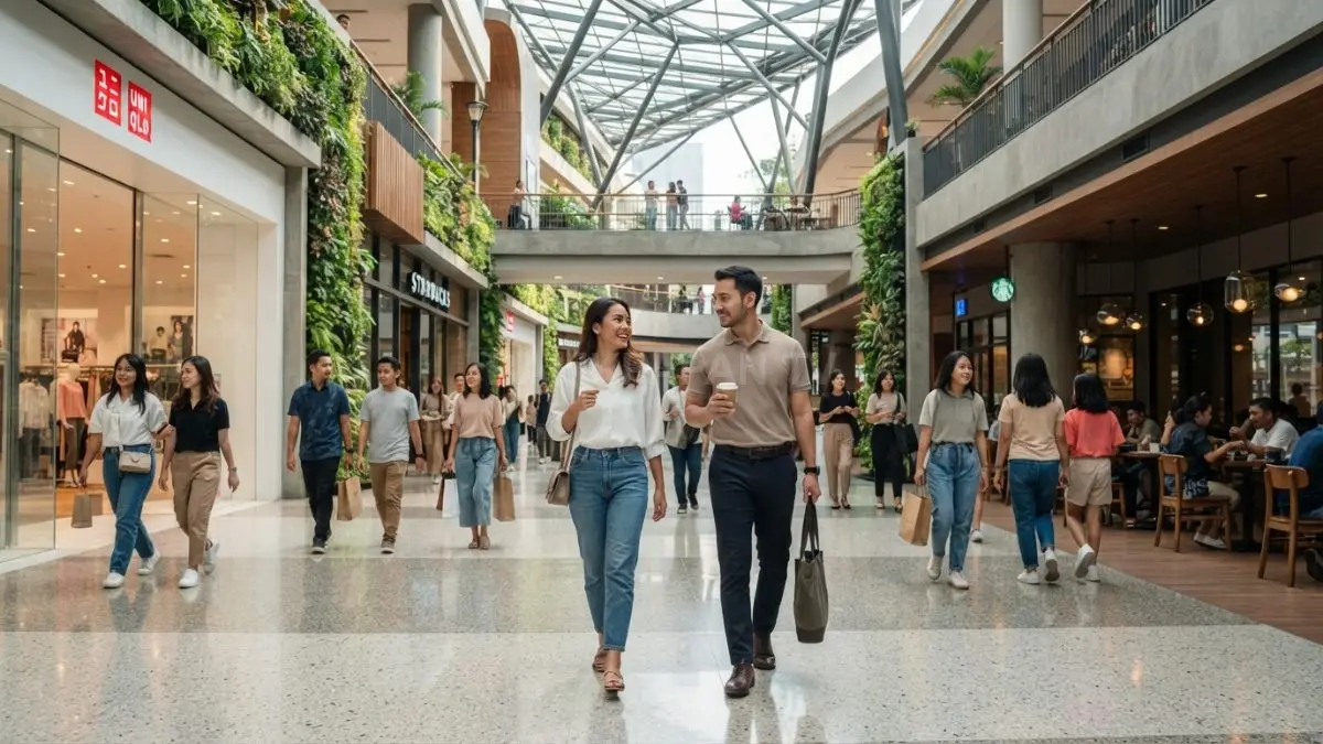 Desain ruang plaza nyaman mendorong pengunjung berinteraksi menjelajah setiap tenant lebih lama secara alami bersama (BTV/AI)