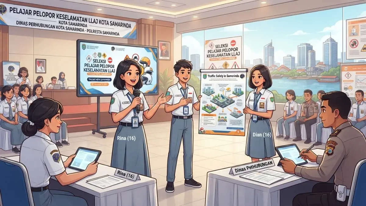 Ilustrasi pelajar mengikuti seleksi Pelopor LLAJ untuk membangun budaya tertib berlalu lintas sejak usia muda (BTV/AI)