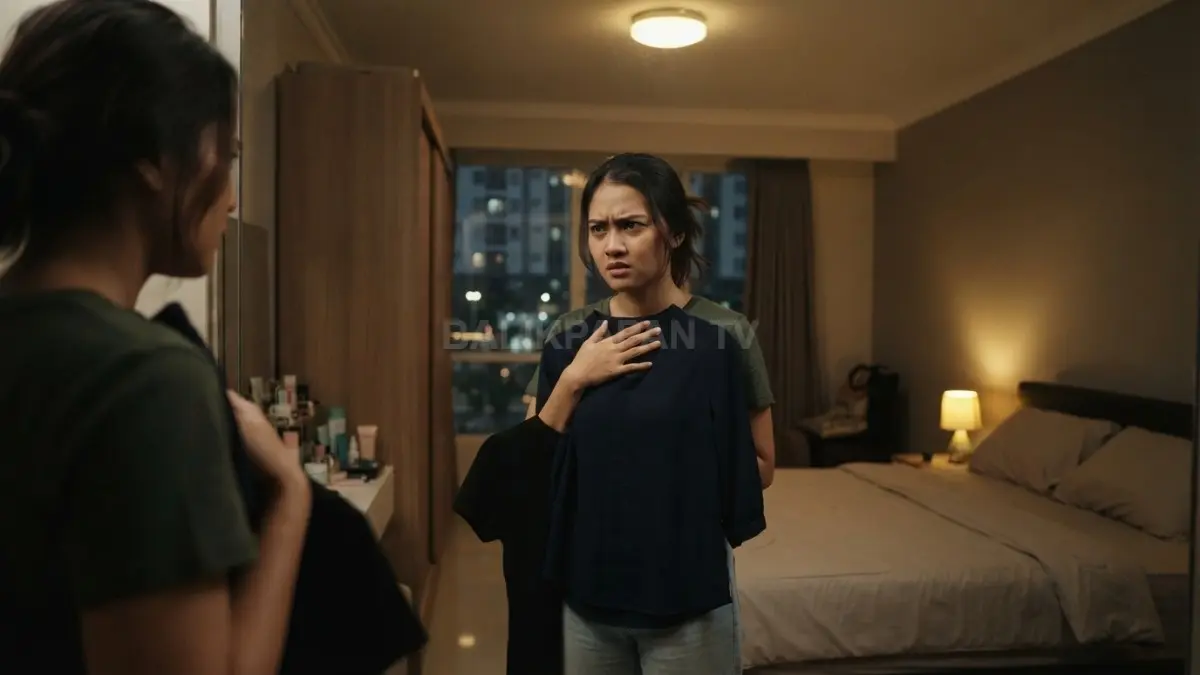 Kesalahan memilih outfit sering terjadi akibat pencahayaan kamar kurang tepat sehingga warna pakaian tampak berbeda. (BTV/AI)
 