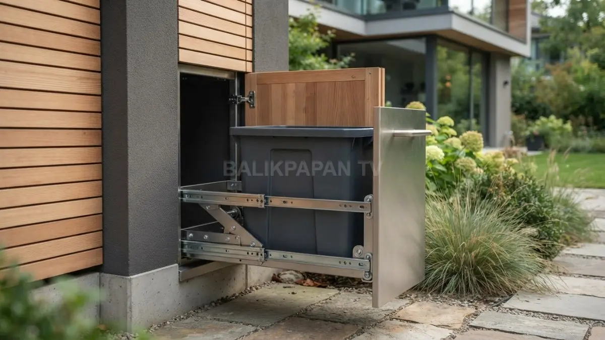 Laci geser rel besi antikarat mempermudah penggantian kantong sampah serta pembersihan area bak. (BTV/Ai)