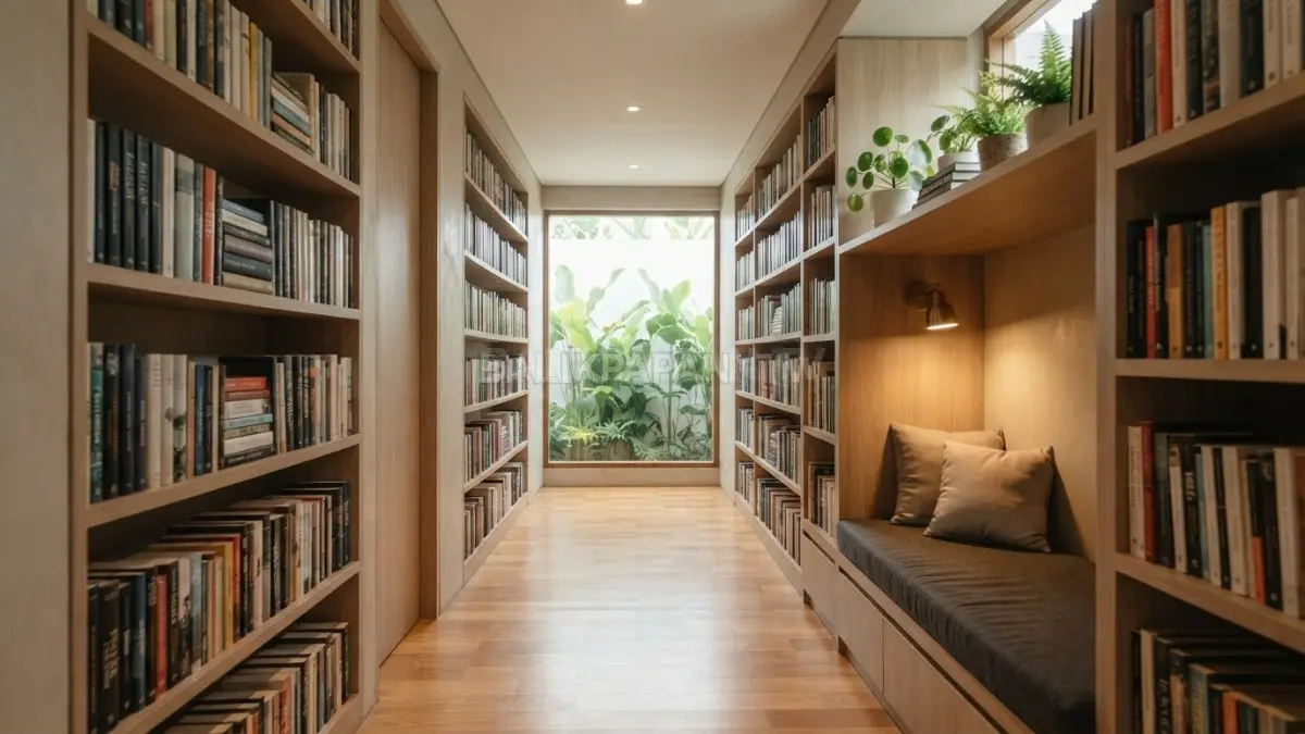 Lorong dapat disulap menjadi perpustakaan mini yang fungsional, estetik, dan nyaman untuk membaca. (BTV/Ai)