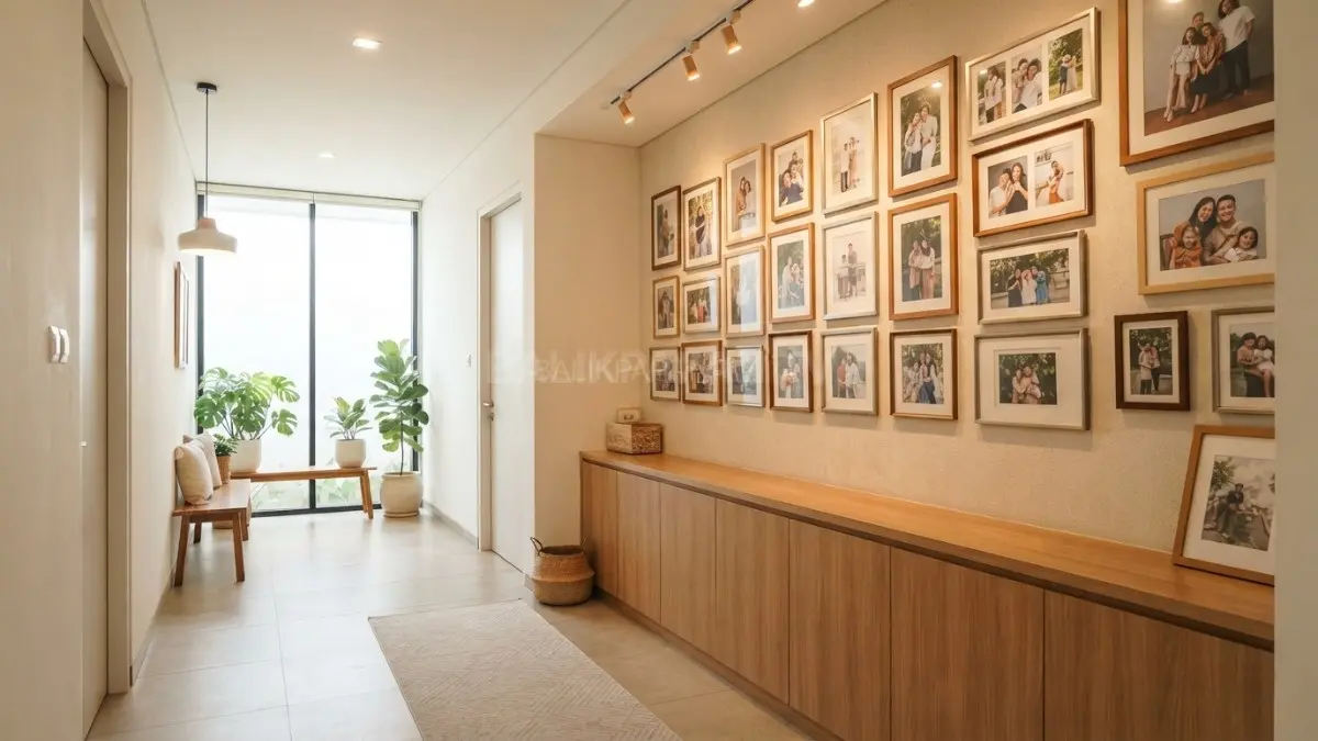 Lorong dapat menjadi galeri sekaligus area penyimpanan yang membuat rumah lebih rapi, personal, dan berkarakter. (BTV/Ai)