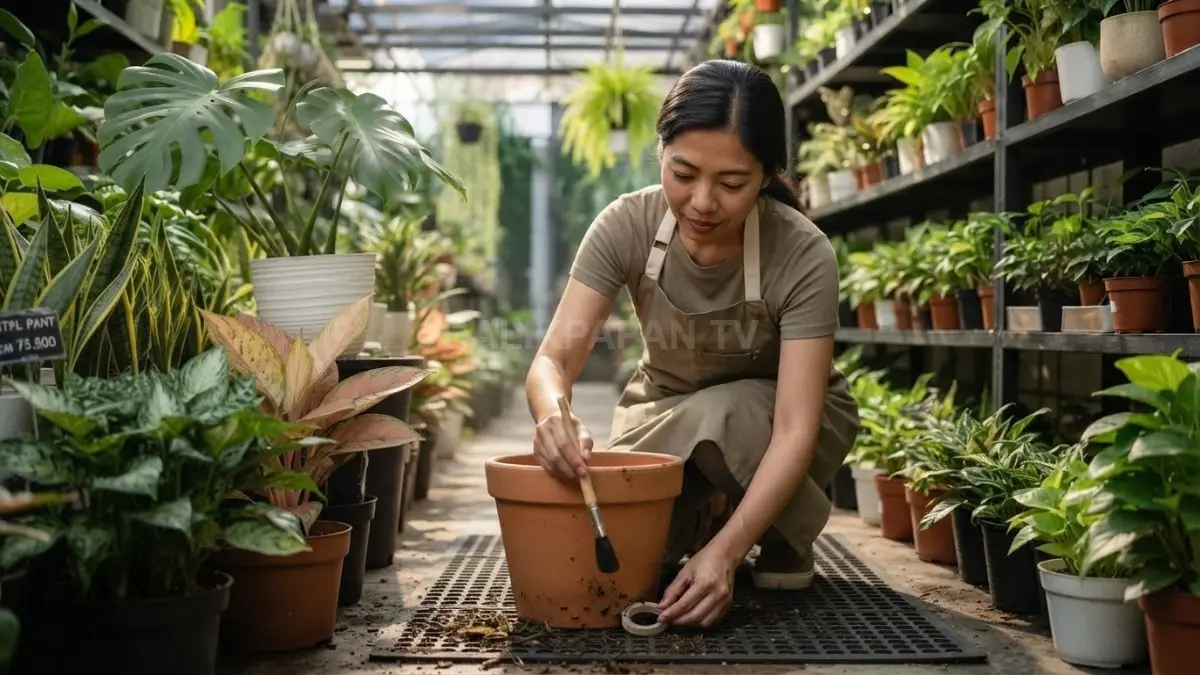 Membersihkan area sekitar pot dapat membantu mengurangi jalur dan aktivitas semut di sekitar tanaman. (BTV/AI)