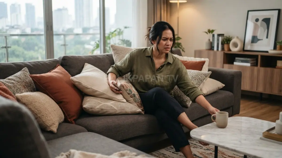Terlalu banyak bantal dekoratif mengurangi kenyamanan duduk sekaligus membuat sofa terlihat lebih penuh secara visual (BTV/AI)
