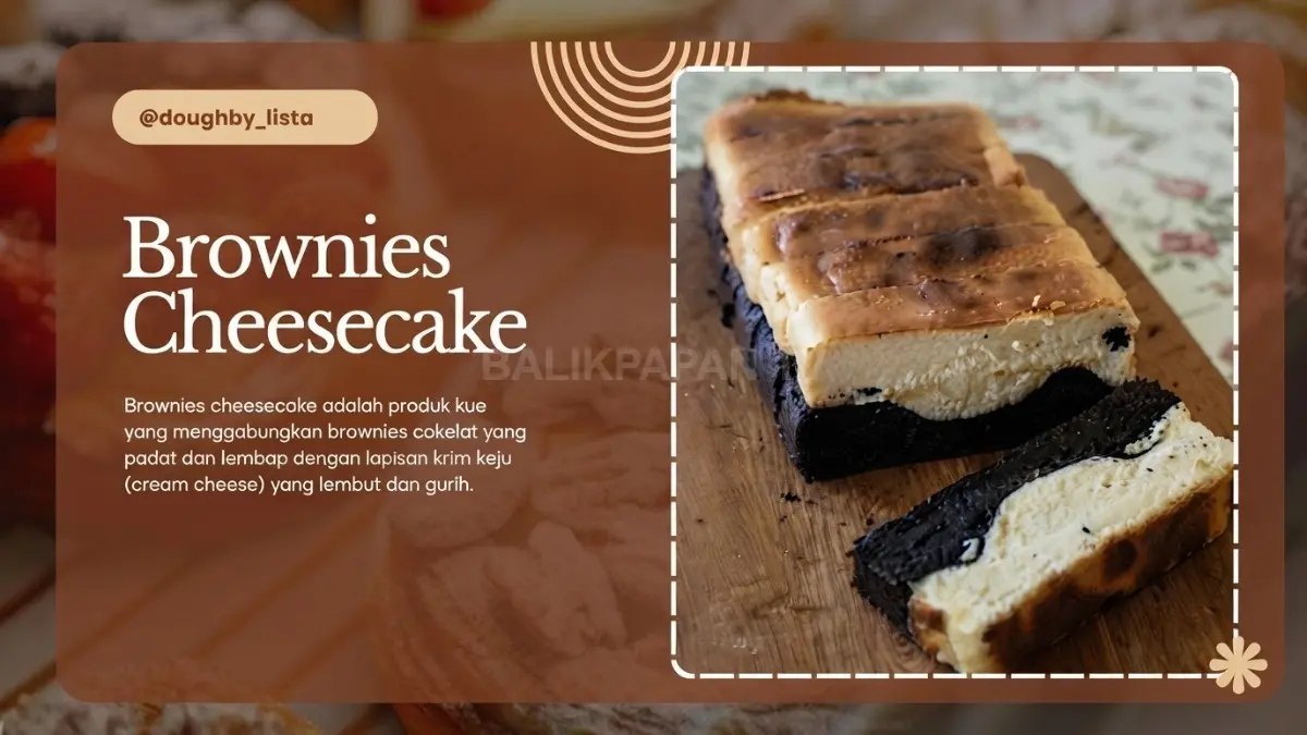 Brownies Cheesecake menggabungkan lapisan cokelat dan cheesecake lembut dengan perpaduan rasa manis serta gurih. (BTV/Ai)