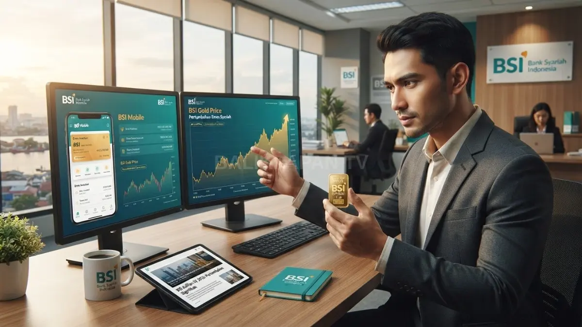 Karyawan BSI menunjukkan emas batangan mencerminkan pertumbuhan bisnis bullion nasional sepanjang 2026 pesat berkelanjutan [BTV:AI]