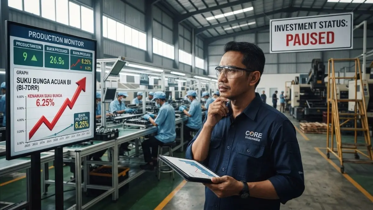 Kenaikan suku bunga acuan meningkatkan biaya kredit sehingga dunia usaha menunda investasi produktif sementara waktu. [BTV:AI]