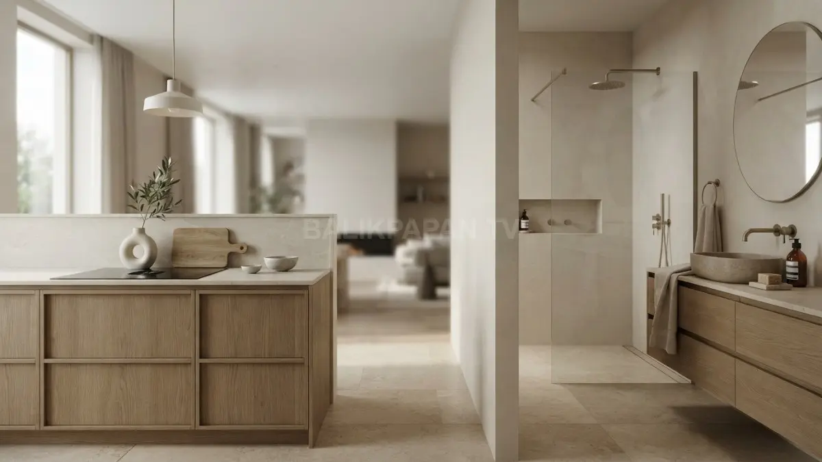 Konsep quiet luxury menawarkan tampilan dapur dan kamar mandi elegan, nyaman, hemat biaya, serta mudah diterapkan. (BTV/AI)