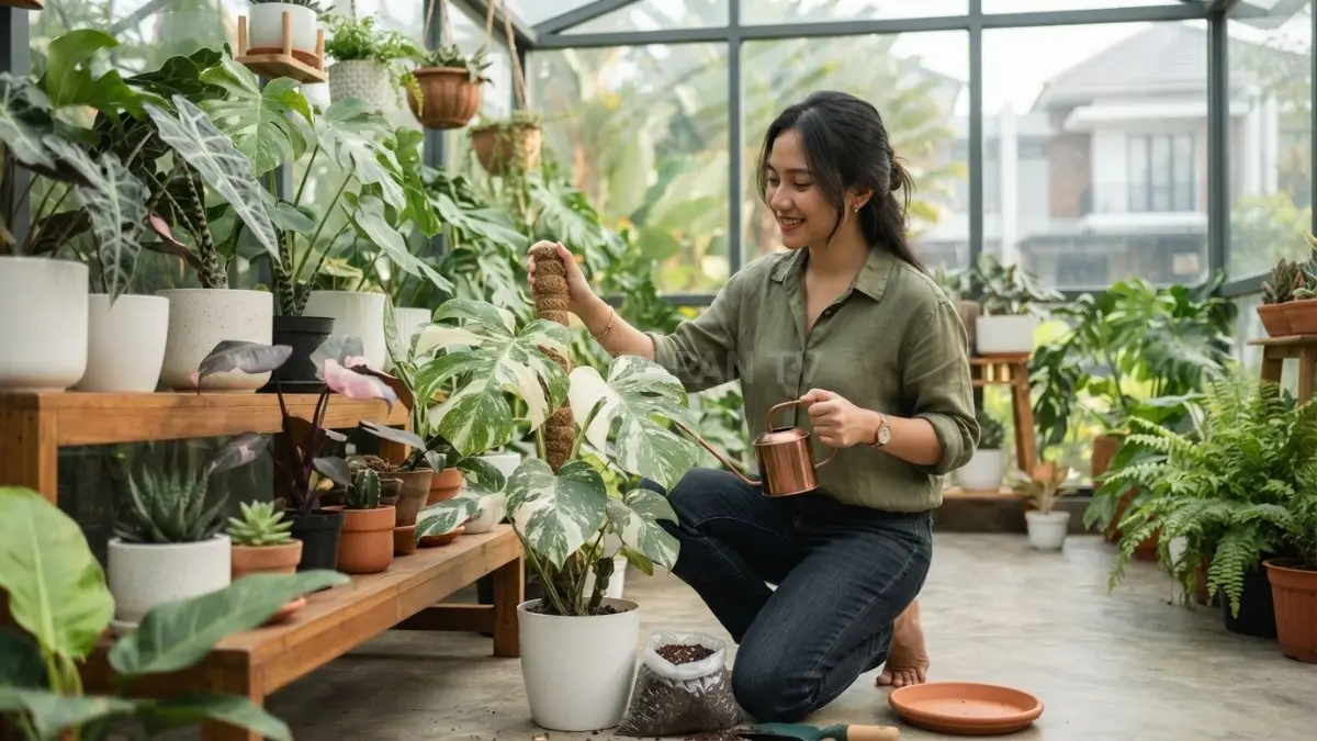 Merawat tanaman hias secara rutin merupakan langkah sederhana untuk menjaga keindahan dan kesehatan tanaman. (BTV/AI)
