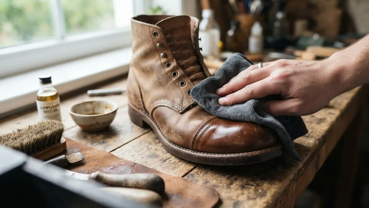 Minyak biji bunga matahari merawat sepatu kulit terang tetap kenyal tanpa mengubah warna dasarnya. (BTV/Ai)