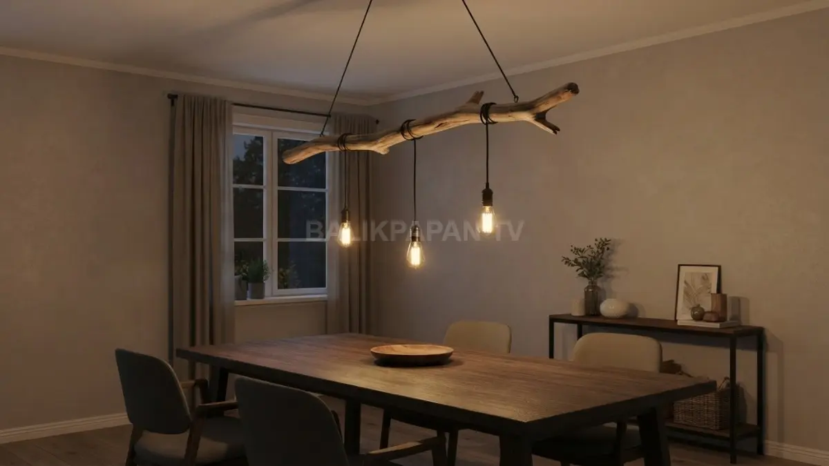 Pemasangan lampu gantung idealnya berjarak 75–90 sentimeter di atas meja agar cahaya merata. (BTV/Ai)