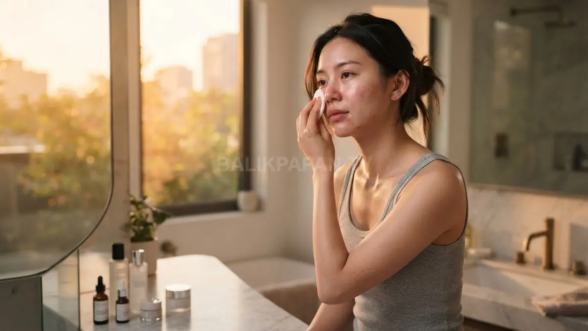 Pembersihan wajah sore hari penting untuk mengangkat debu serta menjaga kelembapan kulit yang menurun. (BTV/Ai)