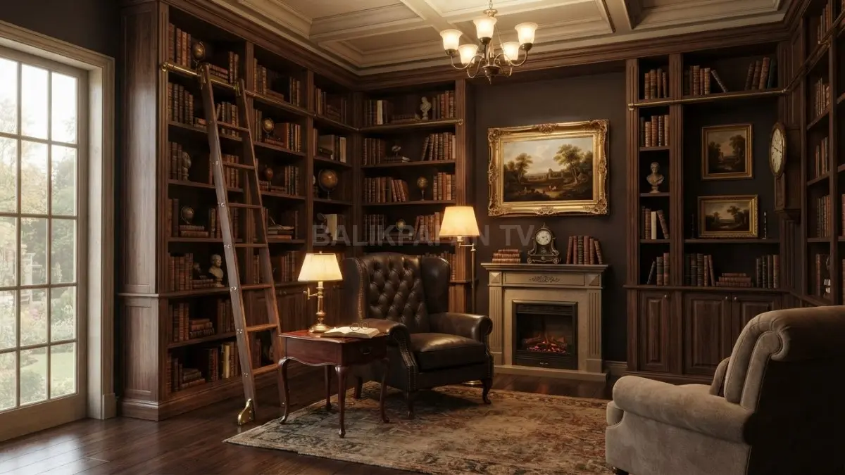 Perpustakaan bergaya kastel Eropa menciptakan suasana hangat, klasik, elegan, dan nyaman untuk membaca setiap hari bersama. (BTV/AI)