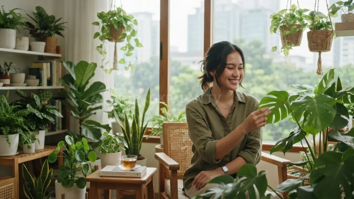Tanaman hias tidak hanya berfungsi sebagai dekorasi, tetapi juga memberikan manfaat bagi kesehatan fisik. (BTV/AI)