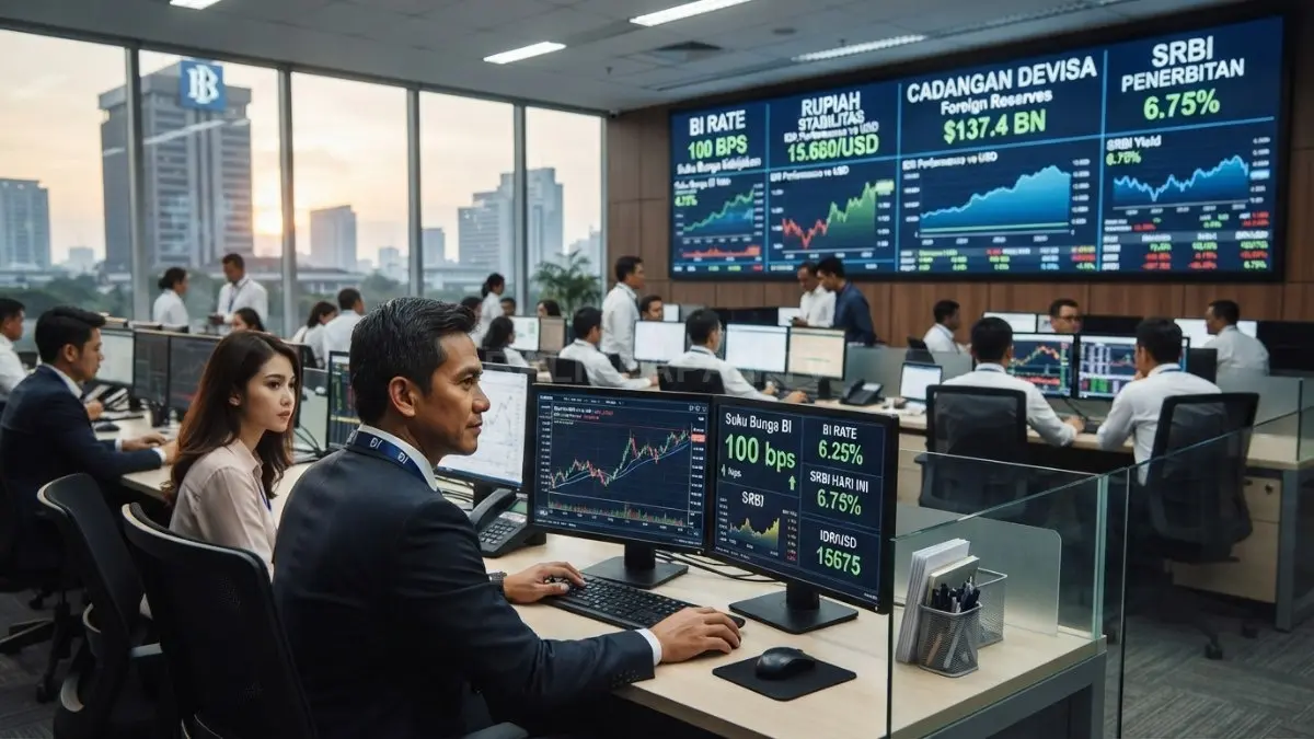 Ilustrasi Bank Indonesia memperkuat stabilitas rupiah melalui BI Rate intervensi devisa serta penerbitan SRBI berkelanjutan [BTV:AI]