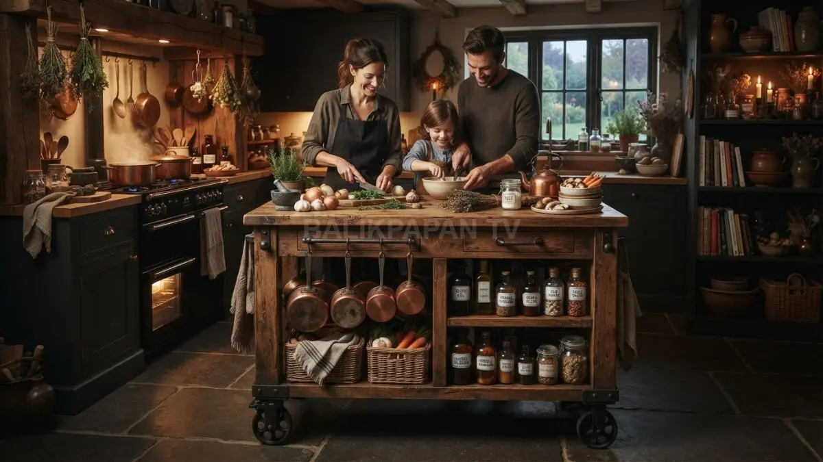 Kitchen island bergaya alkimia menjadi pusat aktivitas dapur yang estetik, praktis, dan multifungsi setiap hari bersama. (BTV/AI)