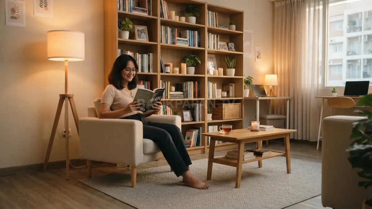 Konsep dekorasi bertema novel dan komik memperkuat karakter rumah minimalis dengan sentuhan hangat serta estetis modern. (BTV/AI)