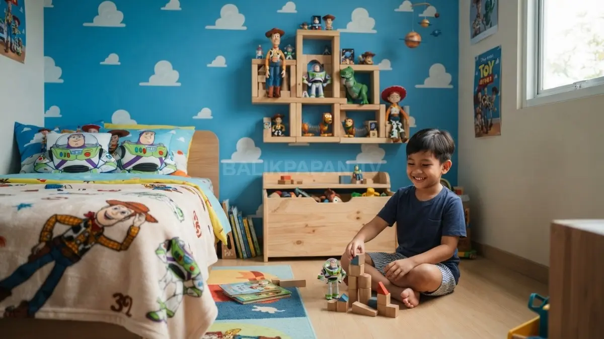 Nuansa Toy Story menjadikan kamar anak lebih hidup, hangat, kreatif, dan menyenangkan untuk aktivitas sehari-hari bersama. (BTV/AI)