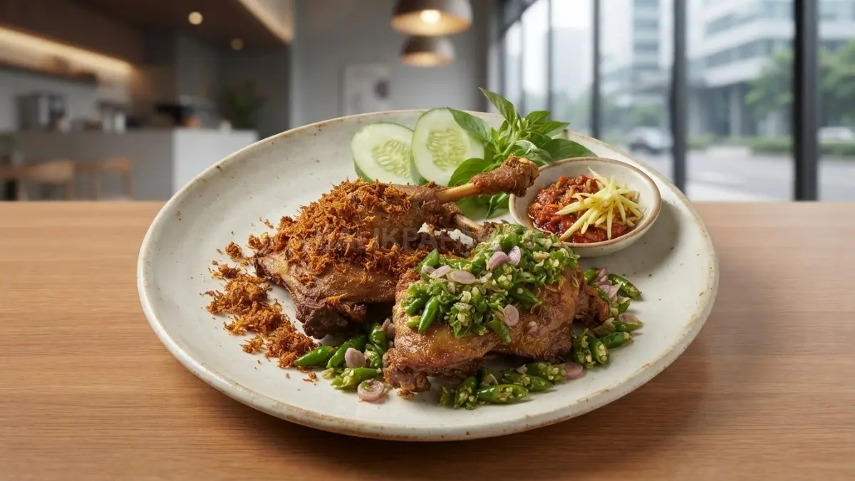 Bebek Songkem, Bebek Bumbu Hitam, dan Bebek Mercon menjadi menu favorit pelanggan Warung TangDepor Madura. (BTV/AI)