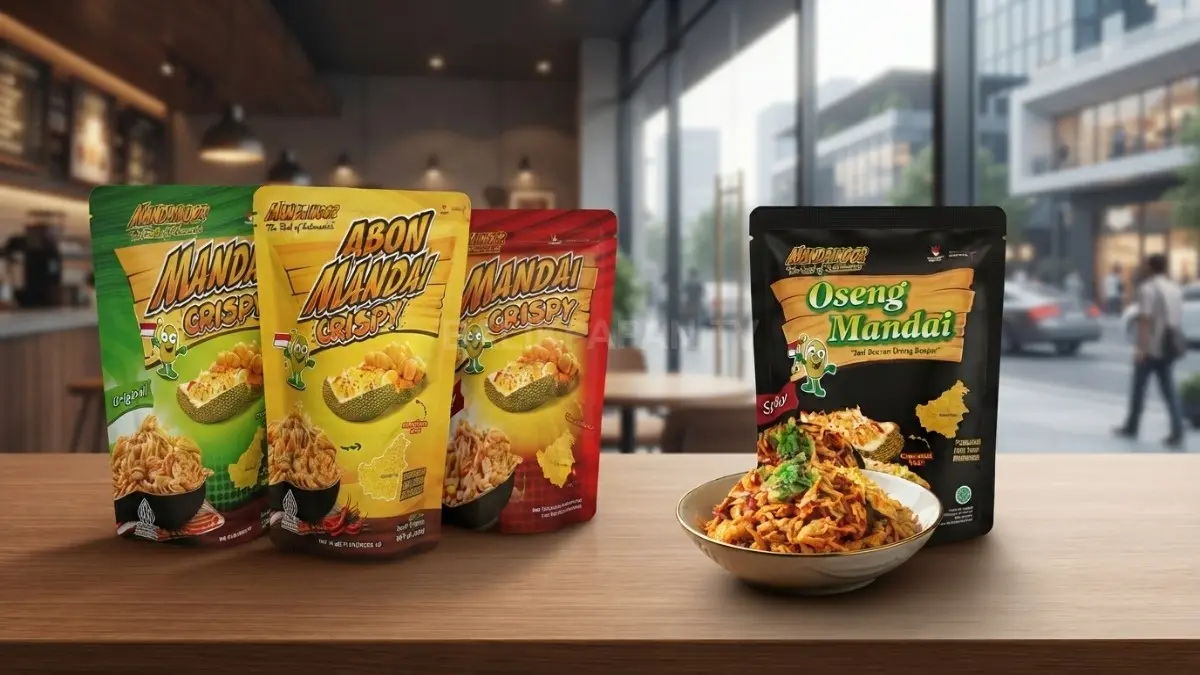 Mandai Noor memperkenalkan olahan kulit cempedak fermentasi sebagai oleh-oleh khas Kalimantan bercita rasa autentik dan unggulan. (BTV/AI)