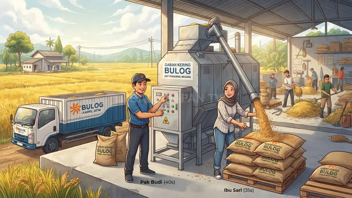 Bantuan mesin pengering gabah diharapkan menjaga mutu panen agar memenuhi standar penyerapan Bulog. (BTV/AI)