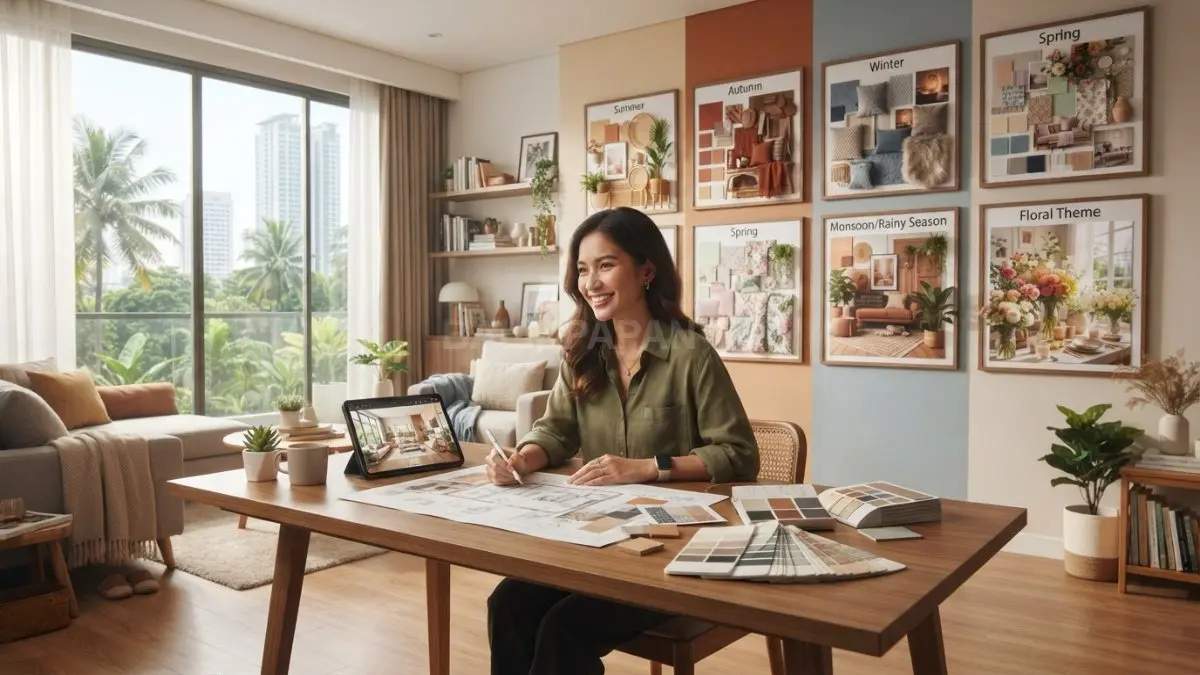Dekorasi rumah ala enam musim dunia menghadirkan suasana nyaman dengan warna hangat sepanjang tahun inspirasi (BTV/AI)
